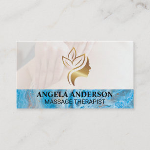 Health Beauty Massage   Blue Marble Business Card