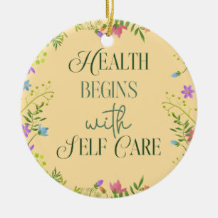 Health Begins with Self care Ceramic Tree Decoration