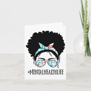 Health Black Afro Messy Bun Crew African American  Card
