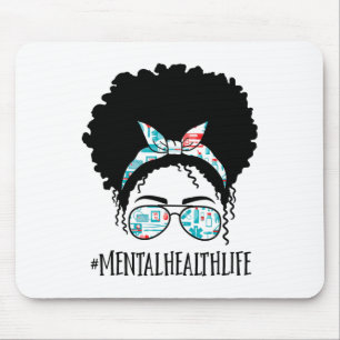Health Black Afro Messy Bun Crew African American Mouse Pad