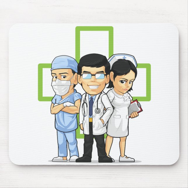 Health Care or Medical Staff - Doctor & Nurse Mouse Pad (Front)