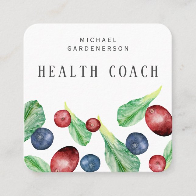 Health Coach  square business card (Front)