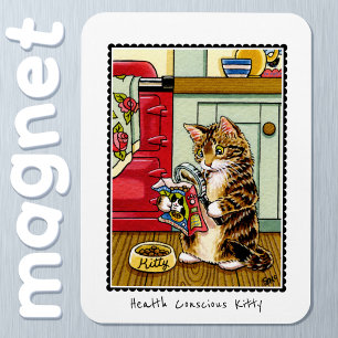 Health Conscious Kitty Cat Funny Custom Magnet