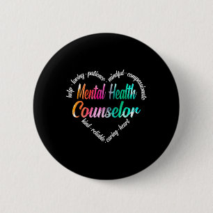 Health Counsellor Heart Word Cloud Watercolor Rain 6 Cm Round Badge
