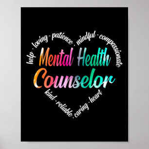 Health Counsellor Heart Word Cloud Watercolor Rain Poster