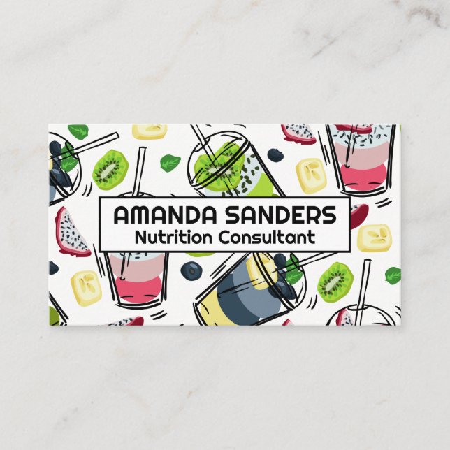 Health Drinks Illustrations Background Business Card (Front)