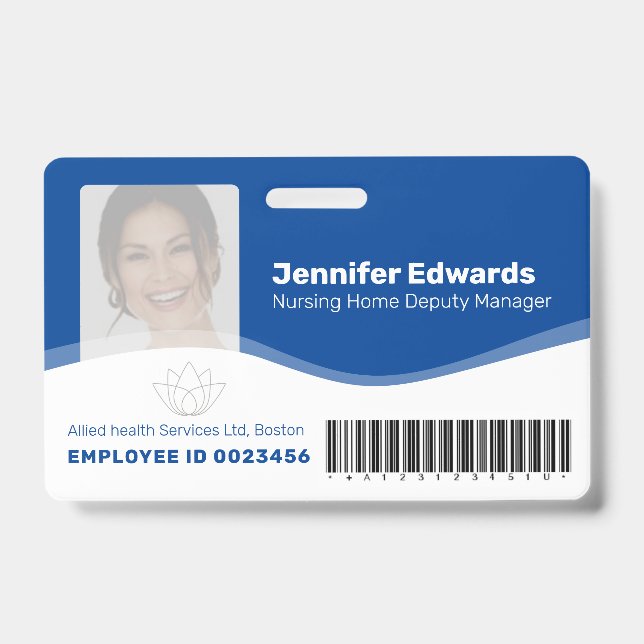 Health essential workers photo ID barcode Badge (Front)