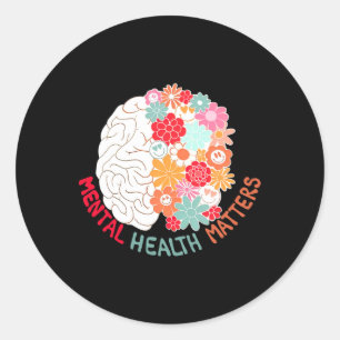 Health Flower Brain Suicide Awareness And Preventi Classic Round Sticker