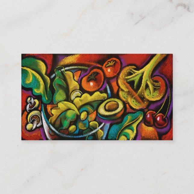 Health food salad art business cards (Front)
