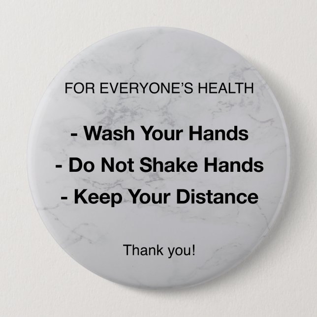 Health Guidelines 10 Cm Round Badge (Front)