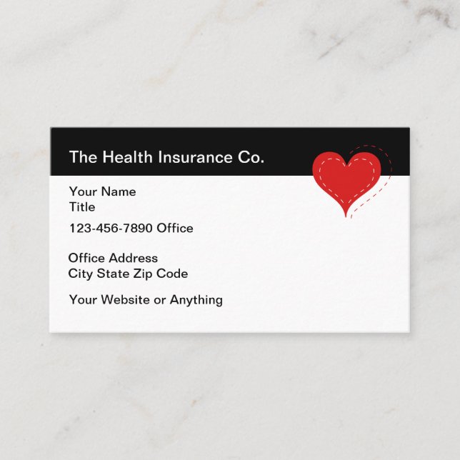 Health Insurance Agent Heart Graphic Business Card (Front)