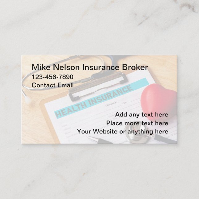 Health Insurance Broker Modern  Business Card (Front)