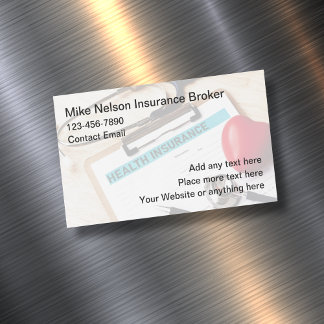 Health Insurance Broker Modern Magnetic Business Card