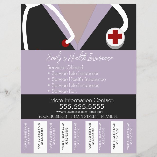 Health Insurance Life Nurse Tear Off Business  Flyer (Front)