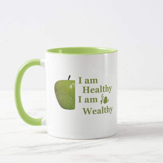 Health is wealth motivational positive quotes mug (Left)