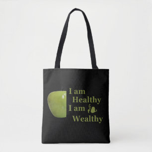 Health is wealth motivational positive quotes tote bag