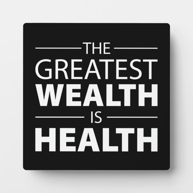 Health Is Wealth, Workout Gym Inspirational Plaque (Front)