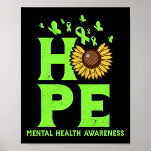 Health Lime Green Hope Vintage Sunflower Awareness Poster