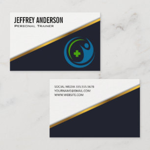 Health Logo   Gold Trim Black Business Card