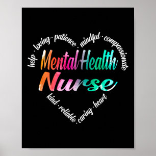 Health Nurse Heart Word Cloud Watercolor Rainbow Poster