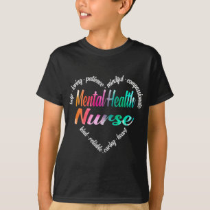 Health Nurse Heart Word Cloud Watercolor Rainbow T-Shirt