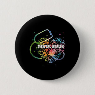 Health Nurse Watercol Love Heart Scrub Stethoscope 6 Cm Round Badge