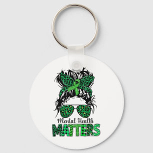 Health Problems Awareness Messy Bun Woman Emotion Key Ring