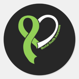 Health Problems Awareness Month May Lime Green Rib Classic Round Sticker
