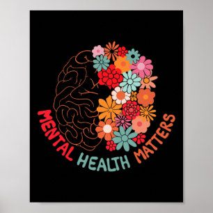 Health Problems End The Stigma Floral Brain Women Poster