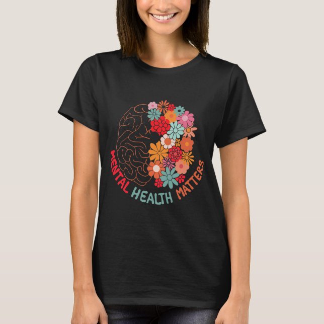 Health Problems End The Stigma Floral Brain Women  T-Shirt (Front)