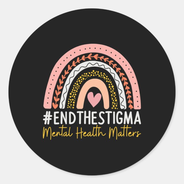 Health Problems End The Stigma Rainbow Boho  Classic Round Sticker (Front)