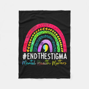 Health Problems End The Stigma Rainbow Boho  Fleece Blanket