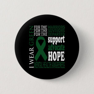Health Problems Green Ribbon Mental Health Awarene 6 Cm Round Badge