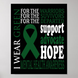 Health Problems Green Ribbon Mental Health Awarene Poster