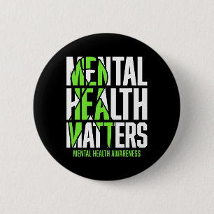 Health Problems Green Ribon Mental Health Awarenes 6 Cm Round Badge