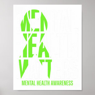 Health Problems Green Ribon Mental Health Awarenes Poster