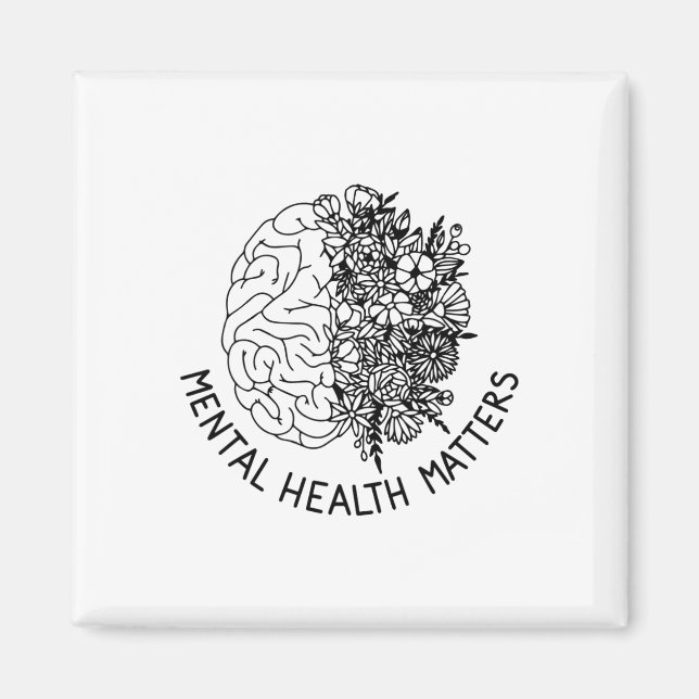 Health Problems Human Brain Flowers Health Awarene Magnet (Front)