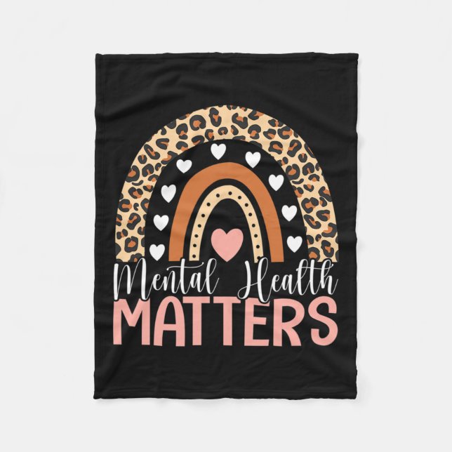 Health Problems Leopard Print Boho Rainbow Awarene Fleece Blanket (Front)