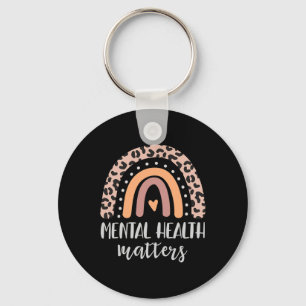Health Problems Leopard Print Boho Rainbow Awarene Key Ring