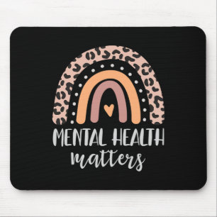 Health Problems Leopard Print Boho Rainbow Awarene Mouse Pad