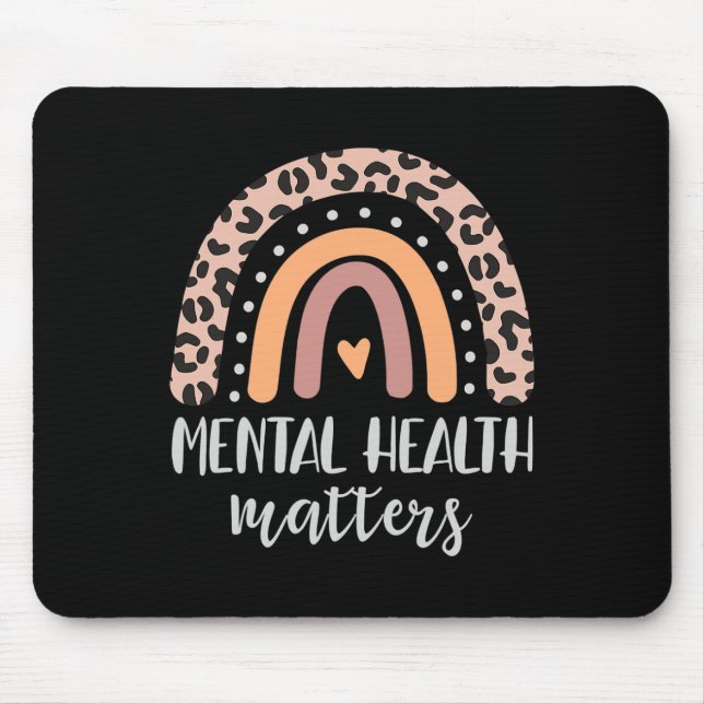 Health Problems Leopard Print Boho Rainbow Awarene Mouse Pad (Front)