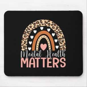 Health Problems Leopard Print Boho Rainbow Awarene Mouse Pad