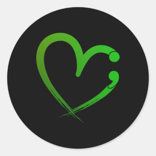 Health Problems Semicolon Heart Awareness Month  Classic Round Sticker