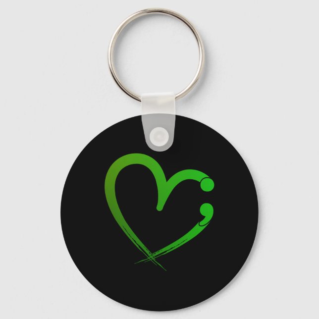 Health Problems Semicolon Heart Awareness Month  Key Ring (Front)