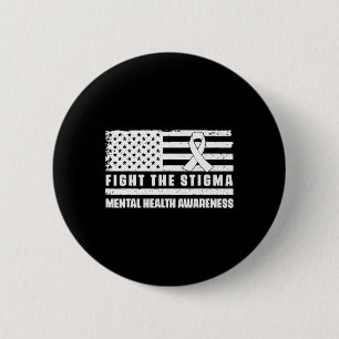 Health Ribbon Usa Flag We Wear Green Mental Health 6 Cm Round Badge
