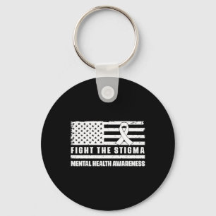 Health Ribbon Usa Flag We Wear Green Mental Health Key Ring