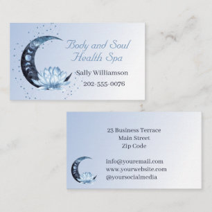 Health Spa Blue Lotus Flower Moon Business Card