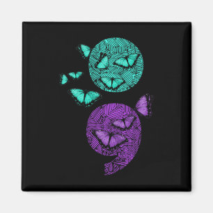 Health Suicide Awareness Semicolon Butterflies  Magnet