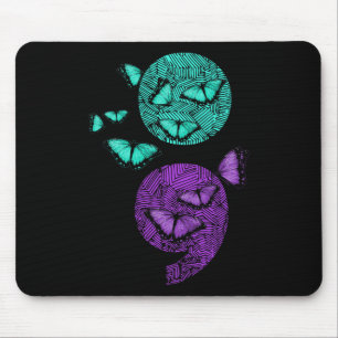 Health Suicide Awareness Semicolon Butterflies  Mouse Pad