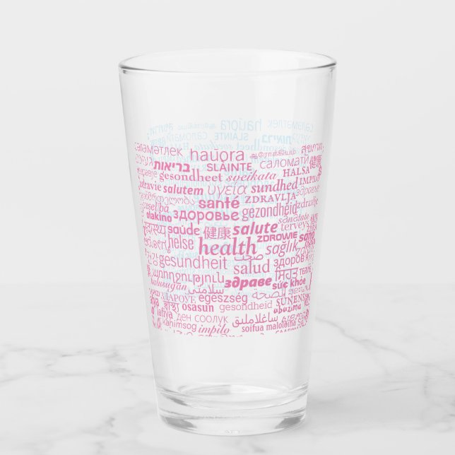 Health Text Glass Multilingual - Choose Colour (Front)